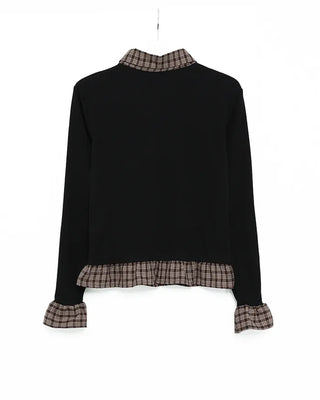 Checked frill cardigan