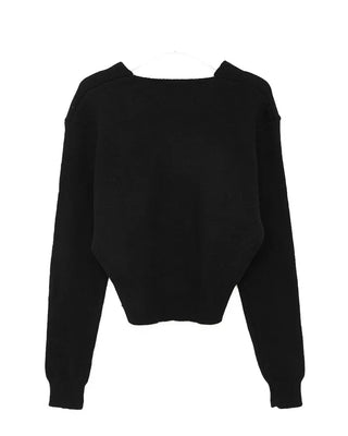 V-neck wool knit cardigan