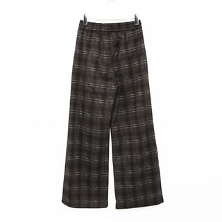 (Unisex) Fleece-lined checkered wide-leg pants