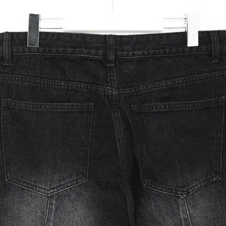 Slit-stitch wide denim pants