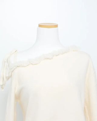 Fringe detail off-shoulder knit