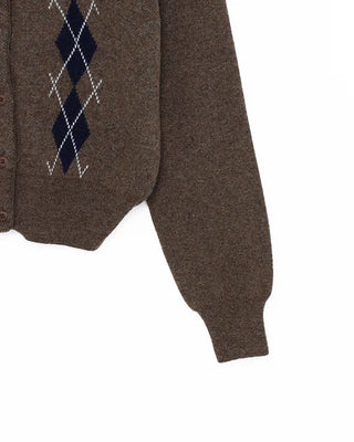 Colorful Argyle Knit Cardigan