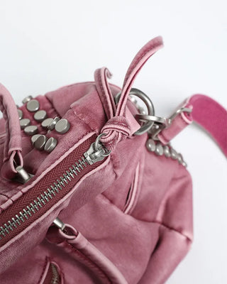Block stitch double stud 2-way Boston bag