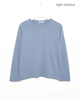 Simple round neck collar long-sleeve T-shirt