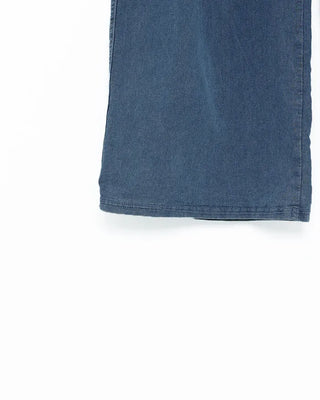 Denim wide-leg pants with elastic waistband and drawstring