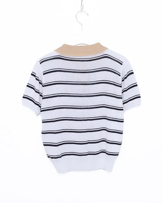 Two-tone short-sleeved knit