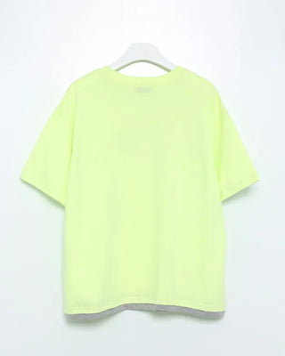Lettering Layered Hem Half T-Shirt