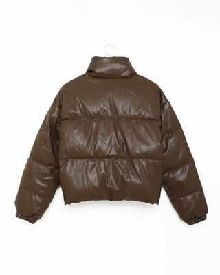 (Unisex) Cropped Eco-Leather Padded Jumper