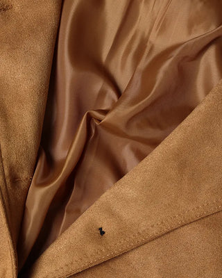 Collarless suede jacket
