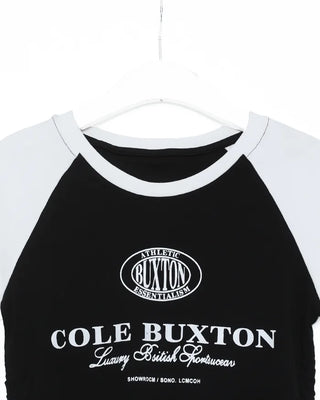 String lettering raglan short-sleeved T-shirt