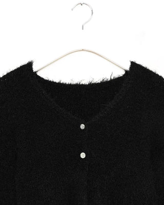 Shaggy knit crop cardigan