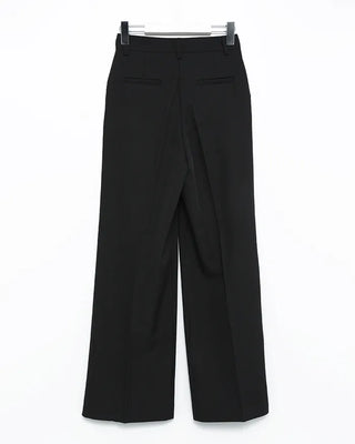 Two-pleat, center-creased wide-leg slacks