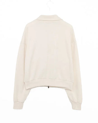Flap pocket collar neck double zip sweatshirt