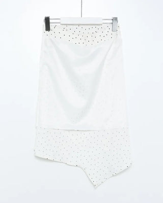 Polka dot asymmetrical midi skirt
