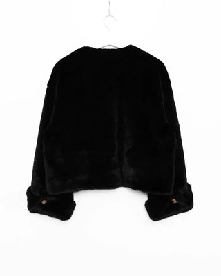 Gold button fur jacket