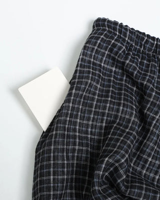 Checkered midi skirt with waist string