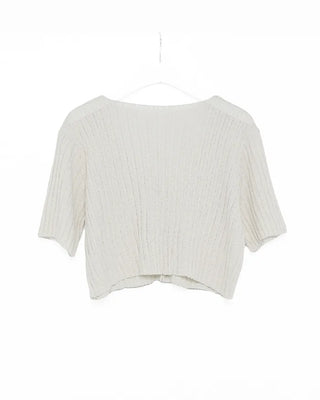 Ribbon Cropped Half-Sleeve Cardigan
