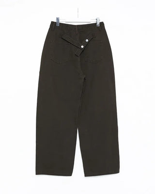 Back-button cotton wide-leg pants