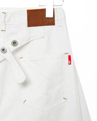 Button-back cinch wide cotton pants
