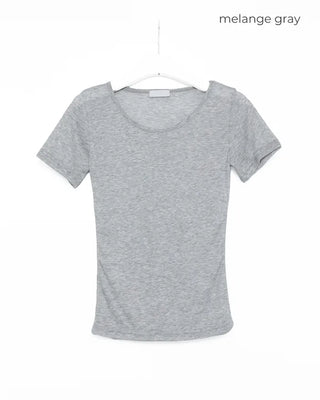 See-through slim half T-shirt