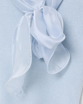 Scarf Ribbon Neck Short Sleeve Knit
