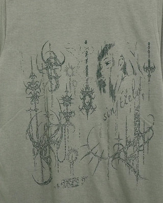 Tattoo illustration semi-cropped half t-shirt