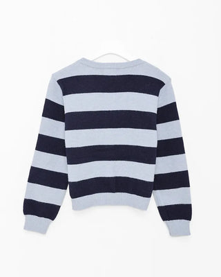 Round neck two-tone cardigan