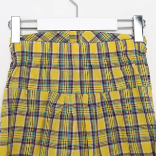 Checked Ribbon Shirt Tube Top