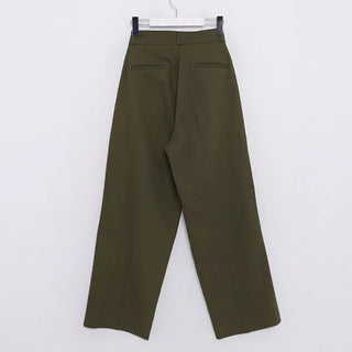 Two-pleat cotton wide-leg pants