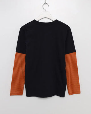 Striped Sleeve Layered T-Shirt