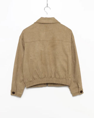 Point button zip fly suede blouson
