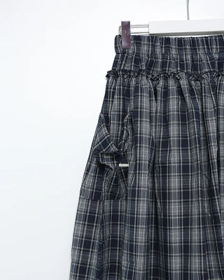 Checked pocket banded long skirt