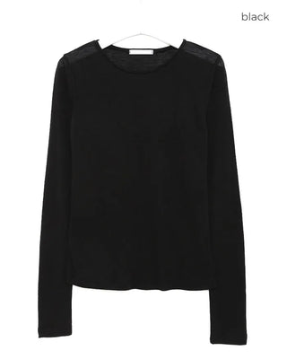 Round neck sheer long sleeve