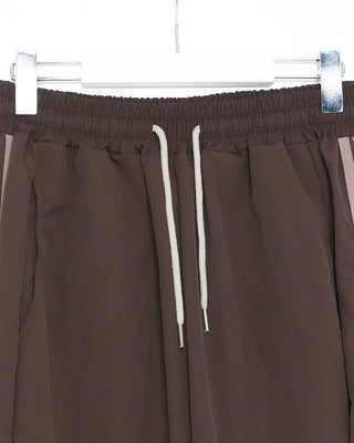 Nylon two-tone elastic waist pants