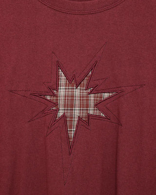 (Unisex) Check Vintage Star Patch Short Sleeve T-Shirt