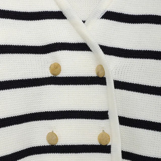 Striped double-button cardigan
