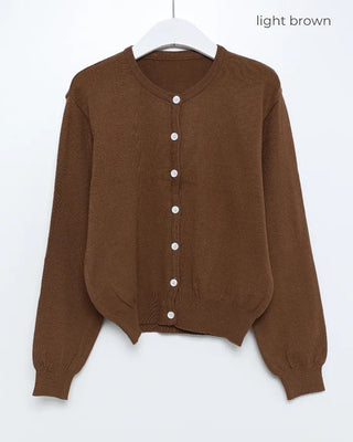 Round neck knit cardigan