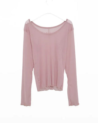 Ribbon sheer long-sleeve T-shirt