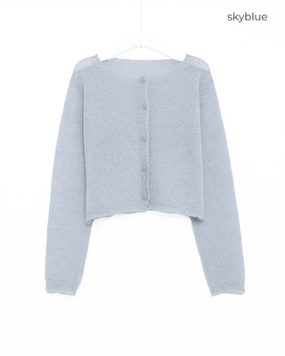 Simple round neck cropped cardigan