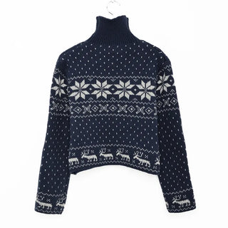 Snowflake Pattern Zip Knit