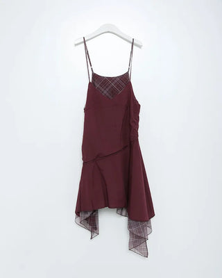 Asymmetrical check camisole dress