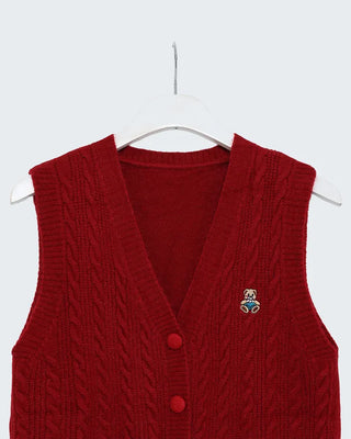 V-neck cable knit vest