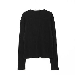 Ribbed Henley Neck Knit