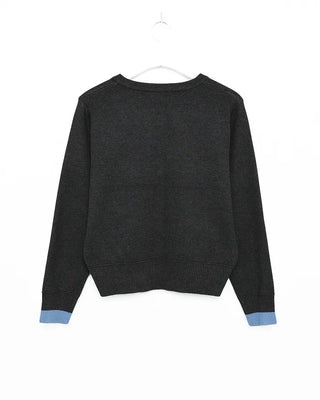 Hem two-tone round button cardigan