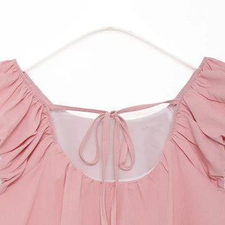 Back ribbon shirred blouse