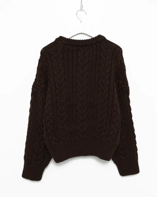 Drop Shoulder Bold Cable Crochet Sweater