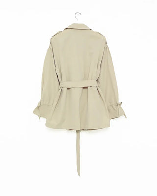 Double-breasted half trench coat