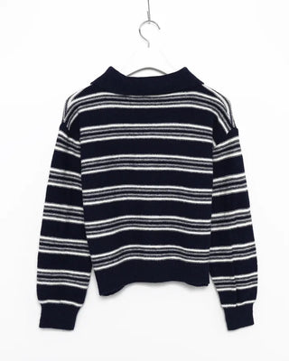 Striped polo collar knit