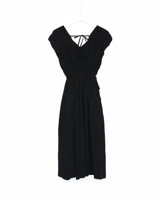 V-neck shirred long dress