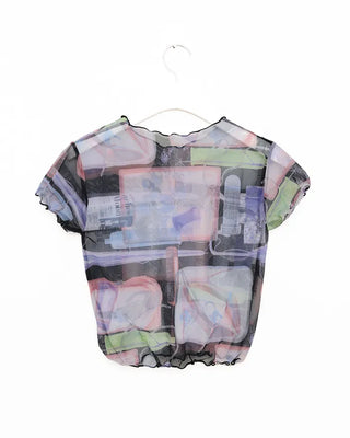 Graphic Mesh Cropped T-Shirt
